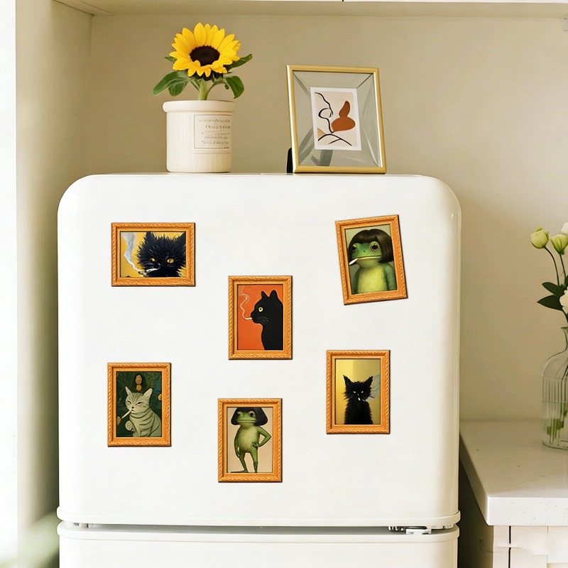 6Pcs/set Wooden Refrigerator M - Engraved Wood Frame บทวิจารณ์และราคา