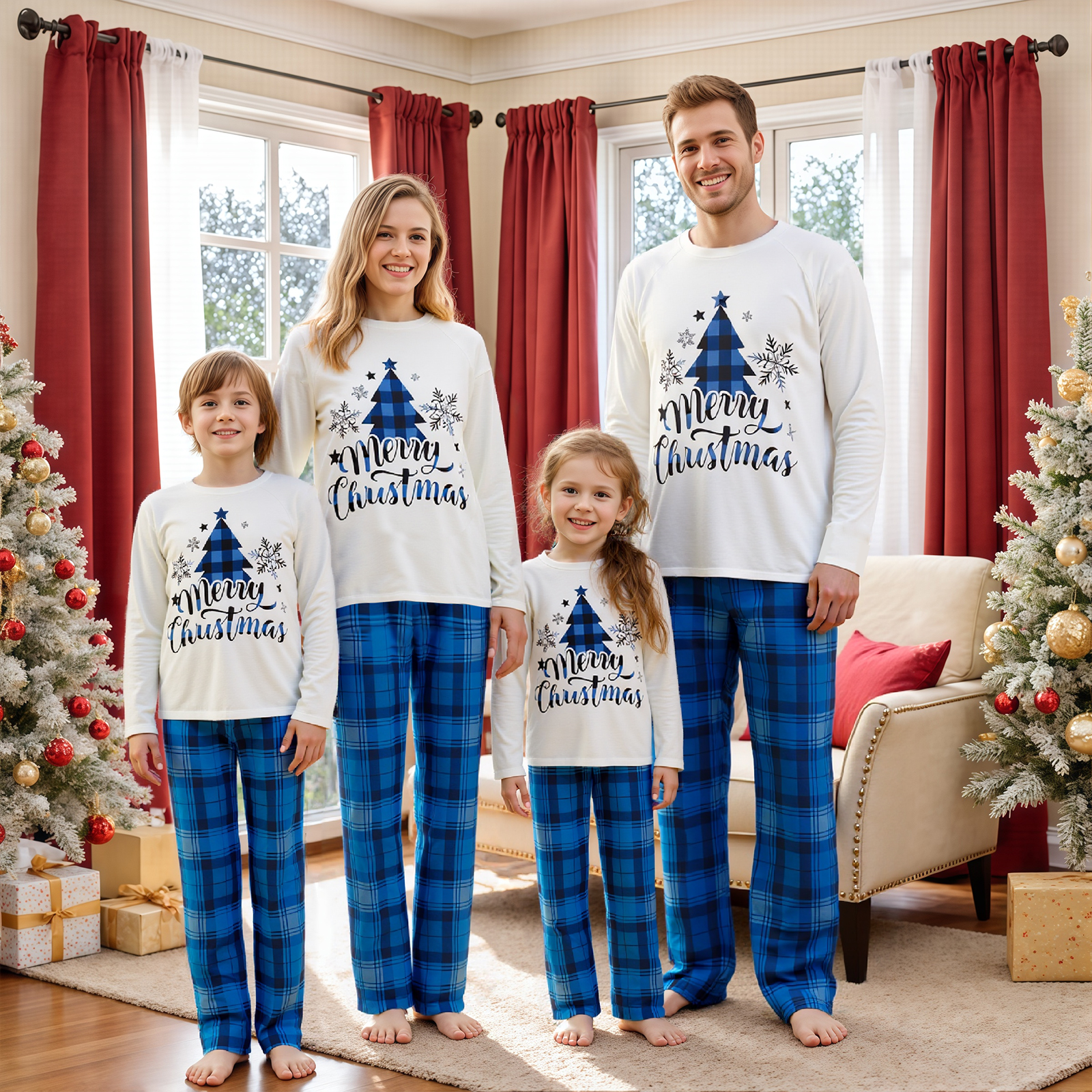 Family Matching Christmas Paja - Family Tree Print บทวิจารณ์และราคา