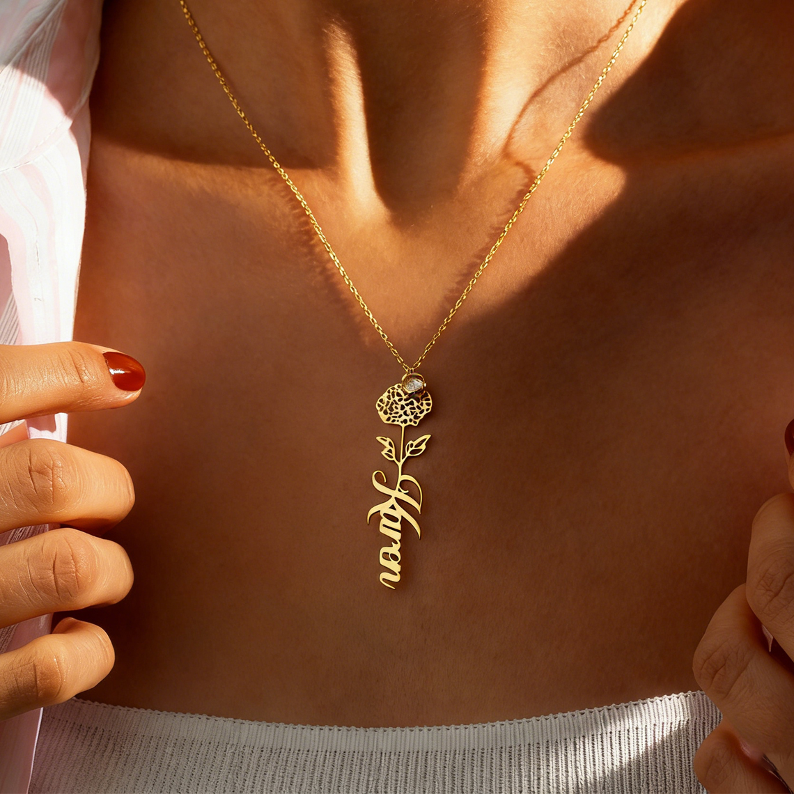 Customized Name Necklace with  - Birth Flower Necklace บทวิจารณ์และราคา
