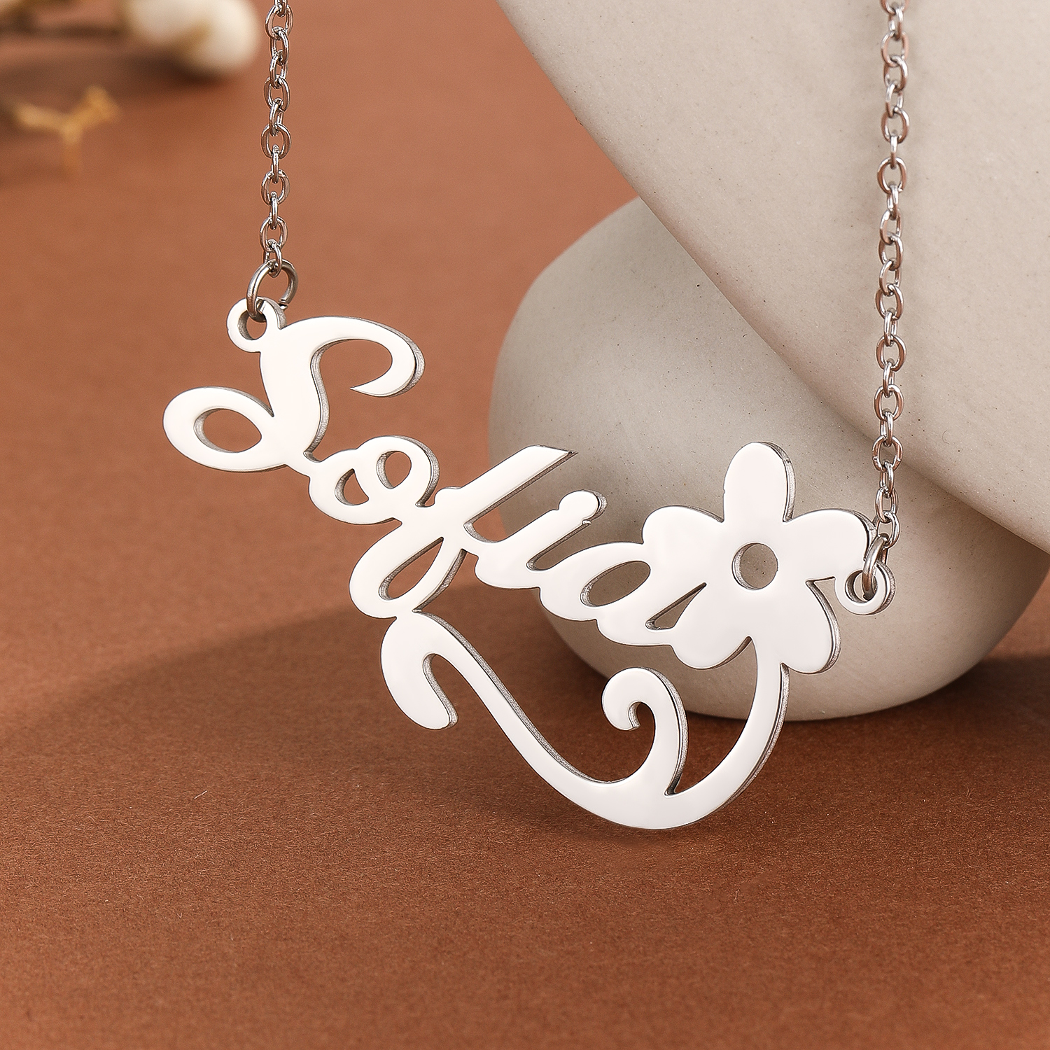 Stainless Steel Flower Letter  - Name Necklace Custom บทวิจารณ์และราคา