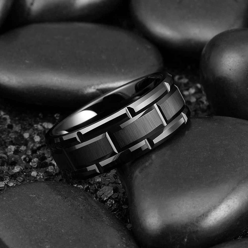 Fashion Men 8MM Stainless Stee - Initial Ring Custom บทวิจารณ์และราคา