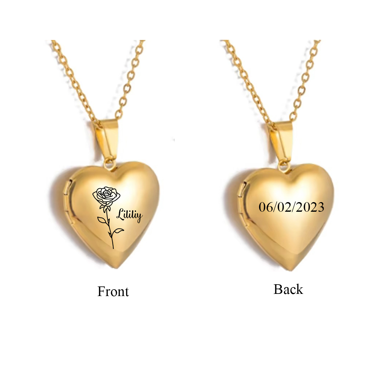 Custom Personalized Heart Birt - Birth Flower Necklace บทวิจารณ์และราคา