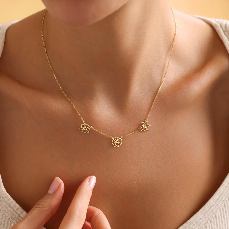 Customized Birth Flowers Neckl - Birth Flower Necklace บทวิจารณ์และราคา