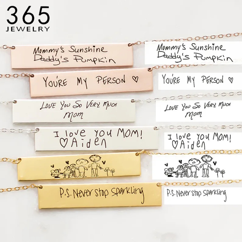 Custom Handwriting Name Bar Pe - Handwriting Necklace Bar บทวิจารณ์และราคา