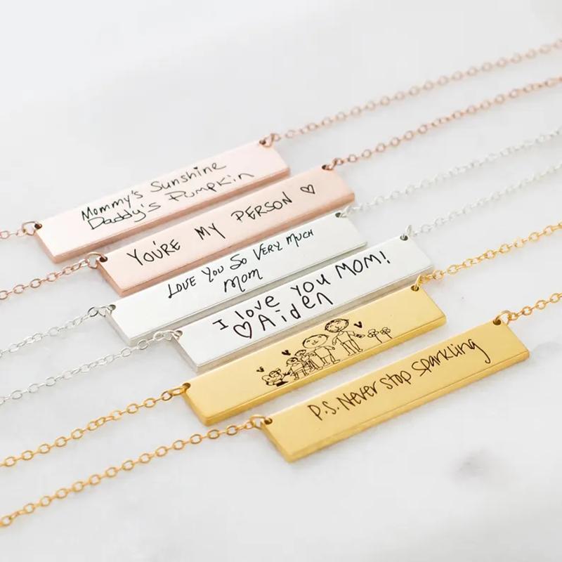 Custom Handwriting Name Bar Pe - Handwriting Necklace Bar บทวิจารณ์และราคา
