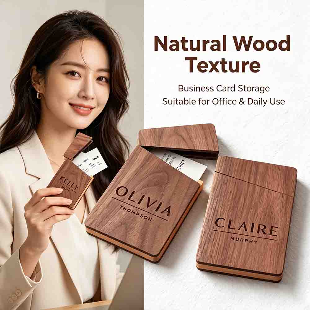 Business Card Holder Wooden Of - Personalized Name Box บทวิจารณ์และราคา