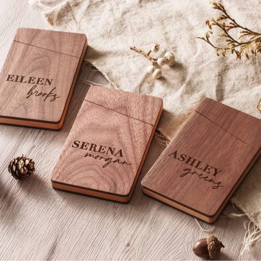 Business Card Holder Wooden Of - Personalized Name Box บทวิจารณ์และราคา
