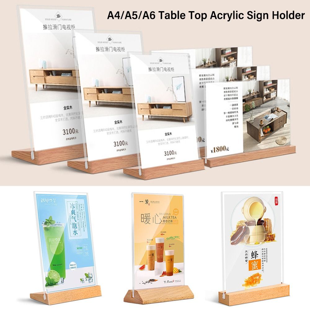 Durable Acrylic Table Top Sign - Engraved Wood Frame บทวิจารณ์และราคา
