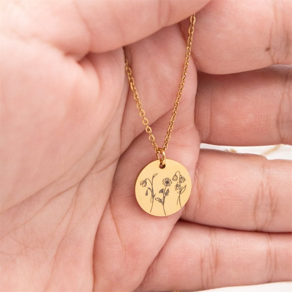 Family Birth flower Necklace C - Birth Flower Necklace บทวิจารณ์และราคา