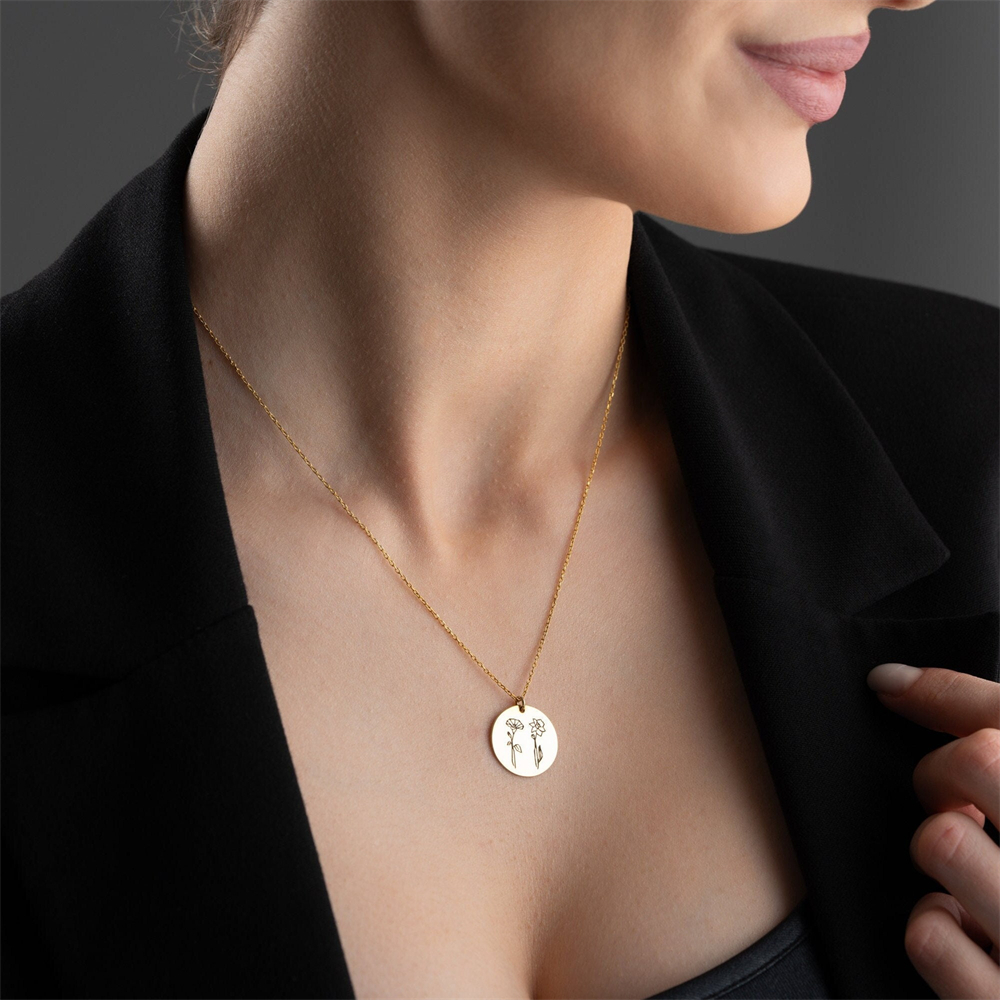 Family Birth flower Necklace C - Birth Flower Necklace บทวิจารณ์และราคา