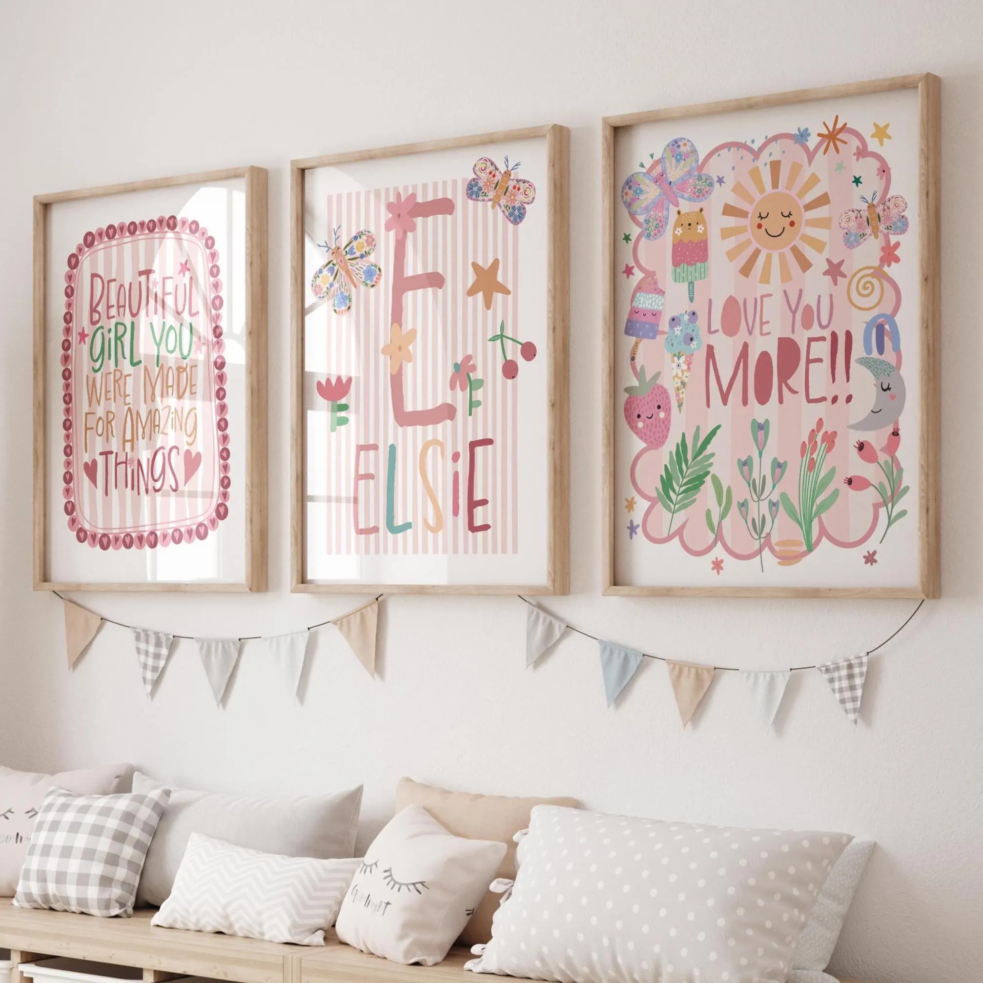3pcs/set Bohemian Pink Flower  - Personalized Name Box บทวิจารณ์และราคา