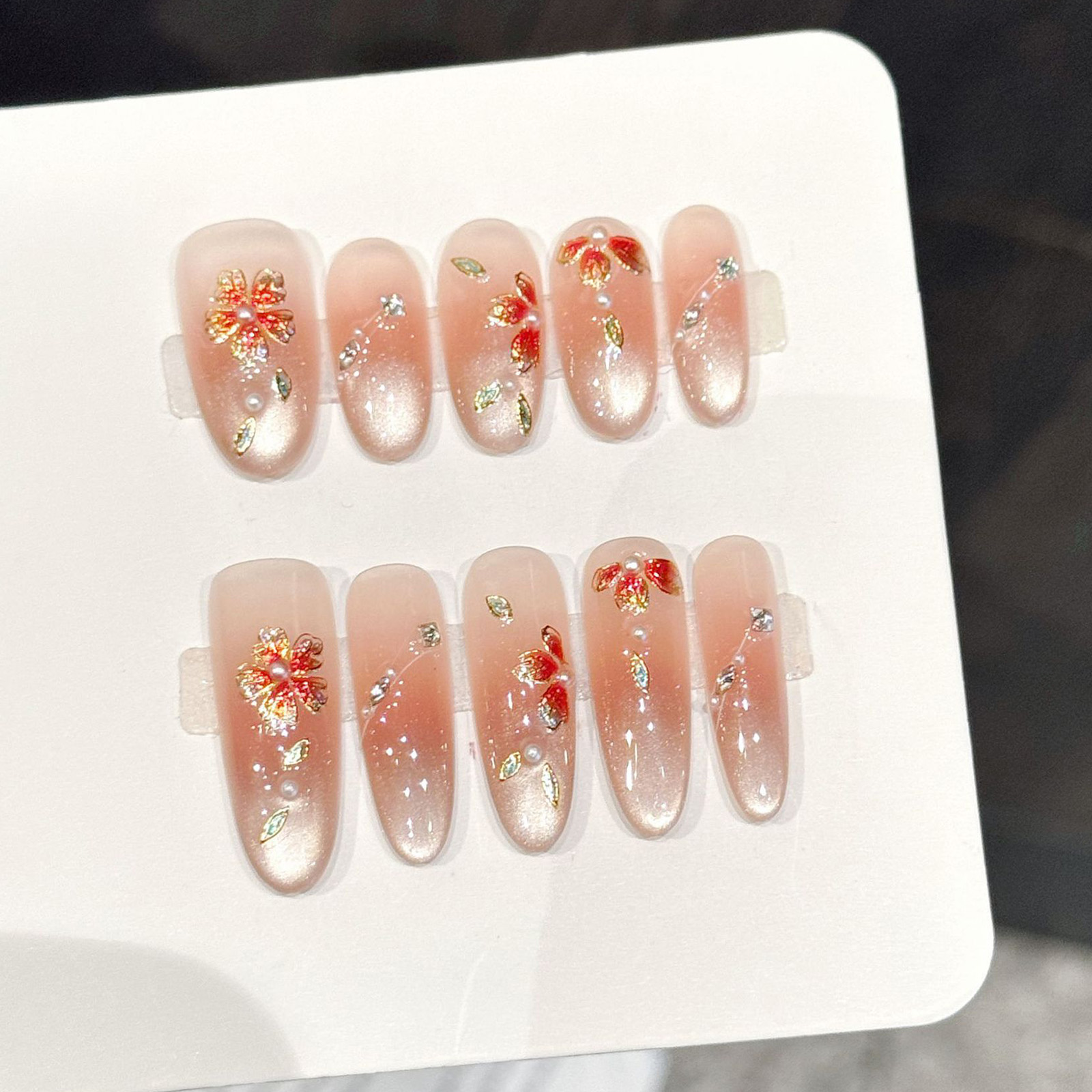 10pcs Handmade Fake Nails Pres - Pressed Flower Art บทวิจารณ์และราคา