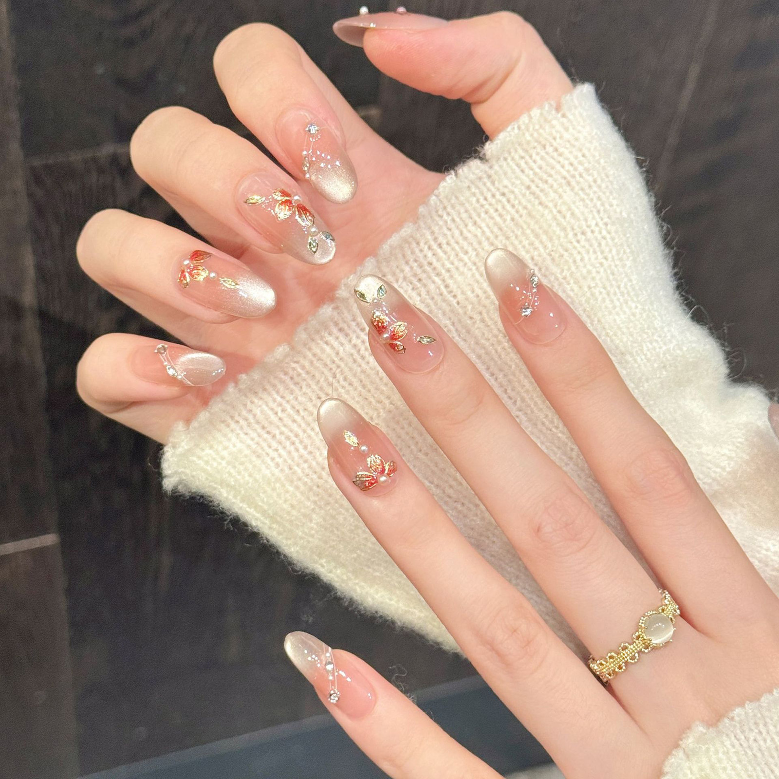 10pcs Handmade Fake Nails Pres - Pressed Flower Art บทวิจารณ์และราคา