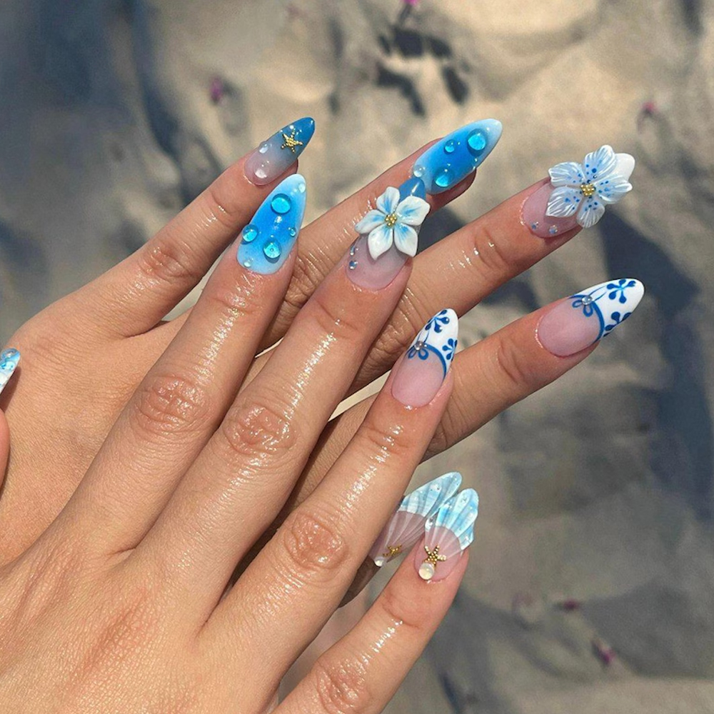 10pcs French Gradient Blue Wit - Pressed Flower Art บทวิจารณ์และราคา