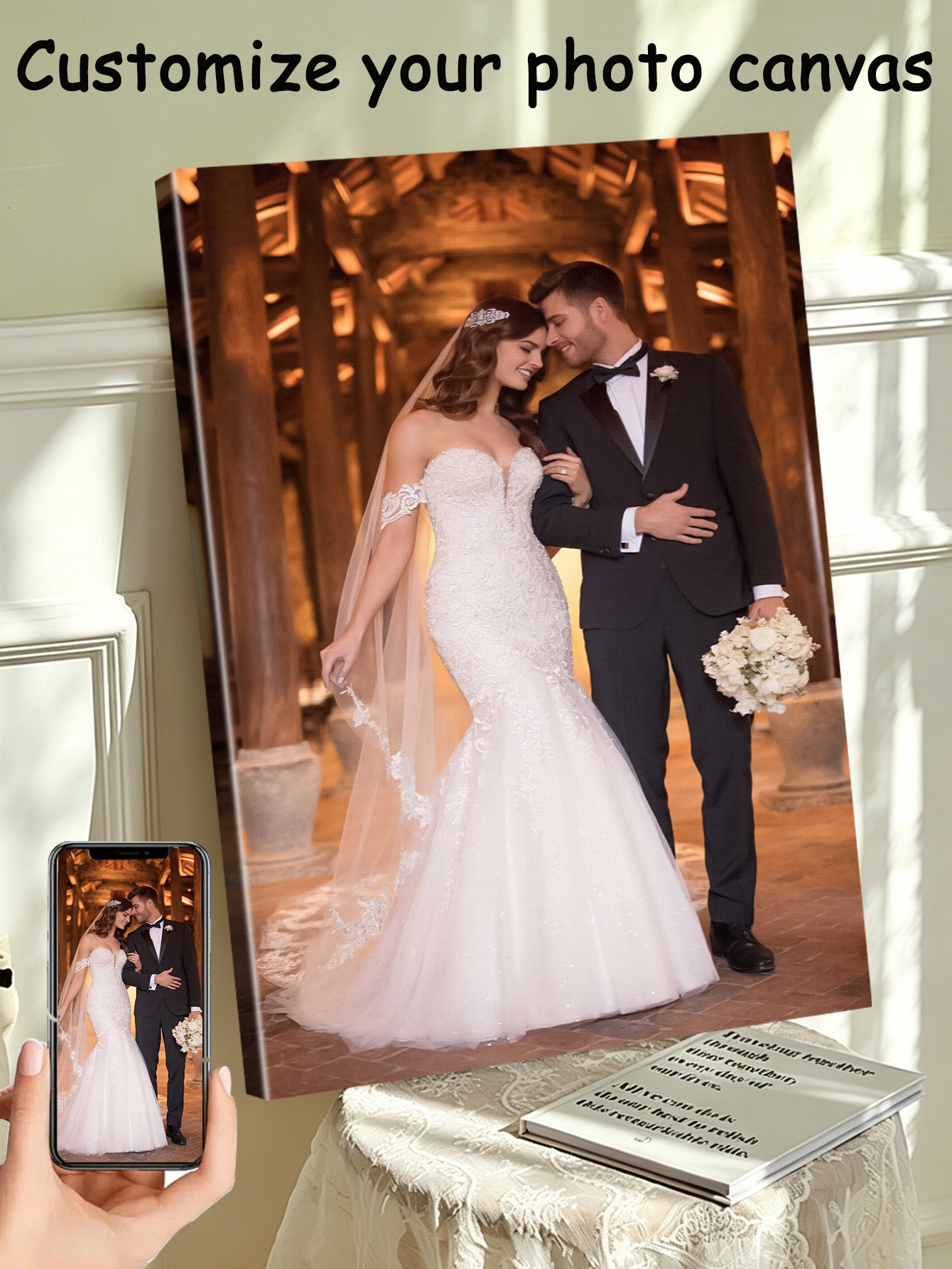 1 customized photo canvas, opt - Engraved Wood Frame บทวิจารณ์และราคา