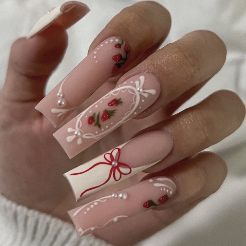 24pcs Flower Press on Nails Ar - Pressed Flower Art บทวิจารณ์และราคา