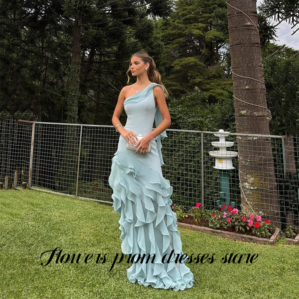 Flowers Sky Blue Party Dress L - Custom Night Sky บทวิจารณ์และราคา